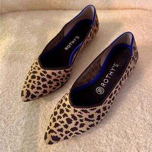 Rothy’s “The Point” Leopard Print Flats, Size 7.5